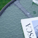 easycomfort easycomfort tavolino da giardino rotondo con ripiano in vetro e struttura in metallo 50x55cm nero