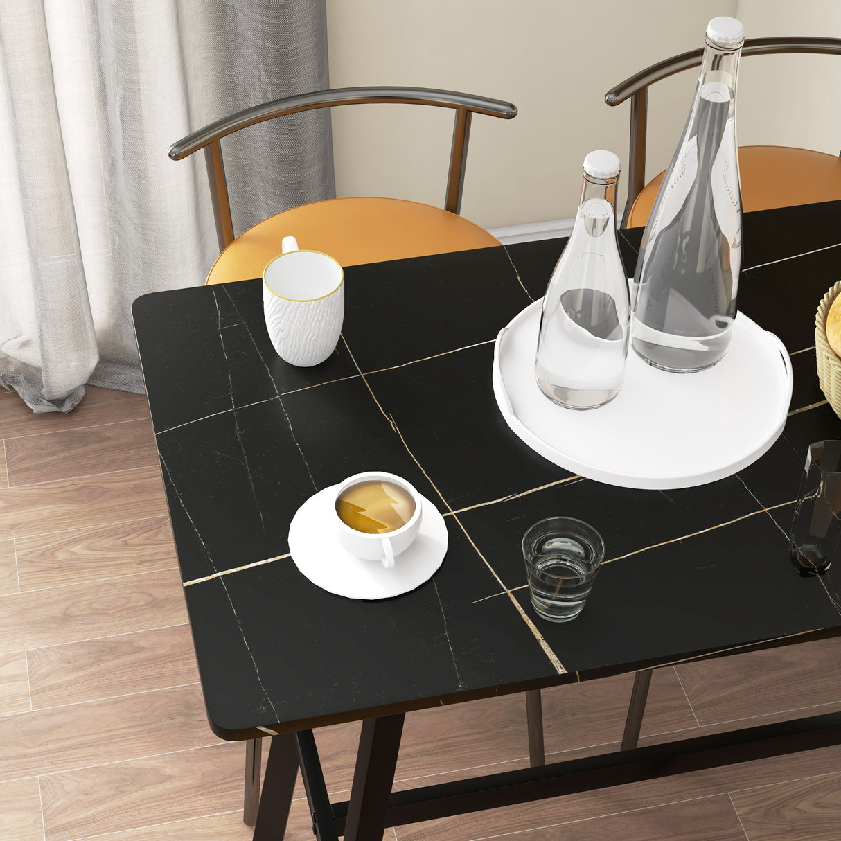 easycomfort easycomfort tavolo da bar rettangolare per 4 persone in mdf e metallo 118x58x98 cm nero