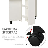 easycomfort easycomfort tavolo pieghevole salvaspazio 2 ripiani inferiori in legno tavolo richiudibile salvaspazio con ruote per 6 persone 75p x 140l x 74h cm bianco ean 8054111849241