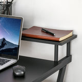 easycomfort easycomfort tavolo porta pc salvaspazio con ripiano monitor rialzato 70x60x85 5cm legno nero