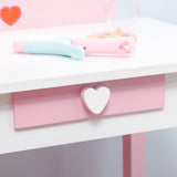 easycomfort easycomfortzonekiz set tavolo trucco con sgabello specchio e cassetto in mdf per bimbi 3 6 anni bianco e rosa
