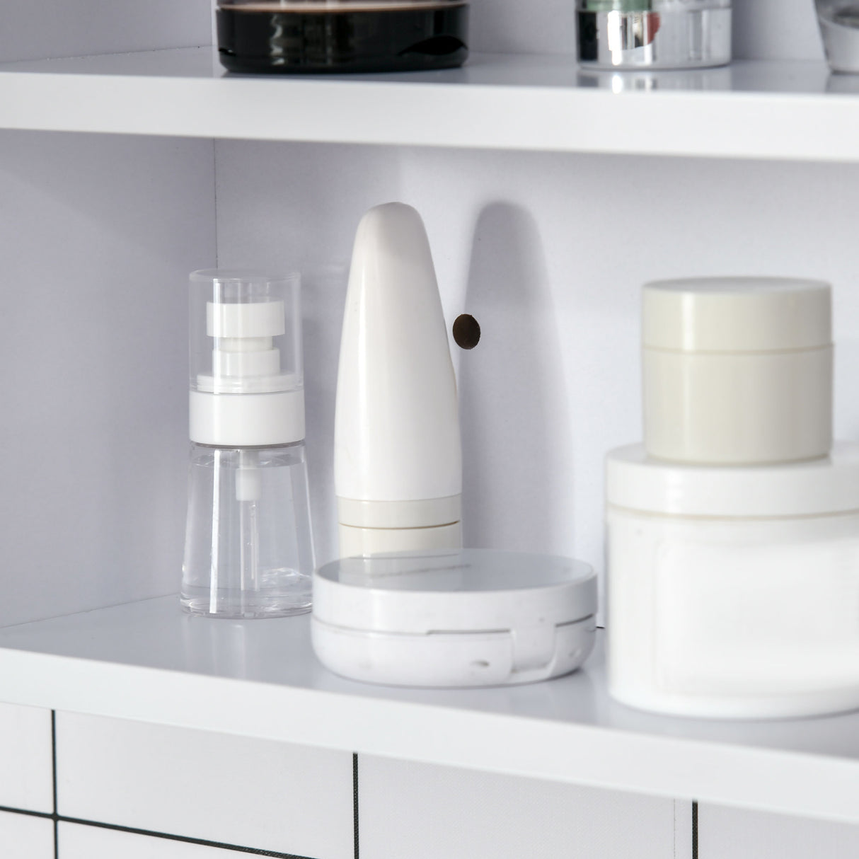 easycomfort easycomfort armadietto a specchio rettangolare montato a parete con credenze e ripiano regolabile in mdf e vetro 60x15x75cm bianco