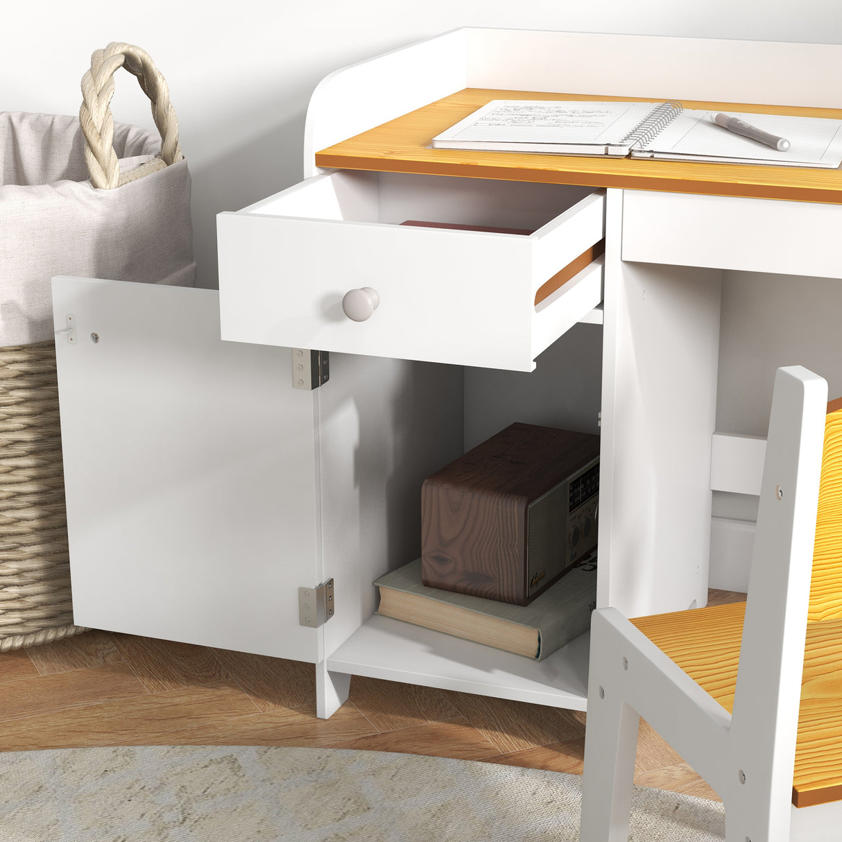 immagine-9-easycomfort-easycomfort-banco-scuola-e-sedia-per-bambini-da-3-6-anni-con-cassetto-e-armadietto-in-legno-bianco