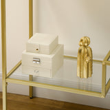 easycomfort easycomfort consolle da ingresso a 3 ripiani in acciaio e vetro temperato 100x32x76 cm oro