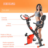 easycomfort easycomfort cyclette pieghevole 2 in 1 resistenza magnetica regolabile 8 livelli bici da fitness con sensore di frequenza cardiaca elastici per braccia schermo lcd rosso