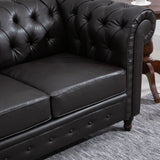 easycomfort easycomfort divano 2 posti in stile chesterfield in pelle pu con cuscino rimovibile 160x84x80 cm nero