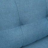 easycomfort easycomfort divano 2 posti in tessuto con cuscini imbottiti e gambe in acciaio 139x68x80cm blu scuro