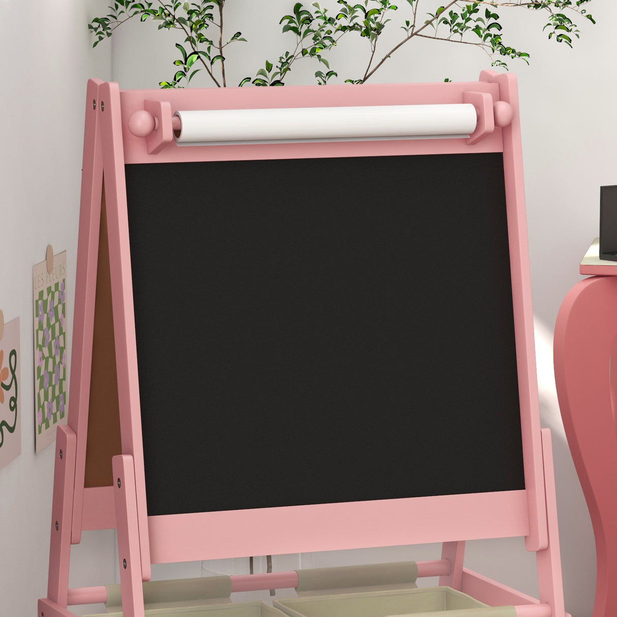 easycomfort easycomfort lavagna per bambini con cavalletto 3 in 1 e 2 contenitori eta 3 8 anni 54x46 5x93cm rosa