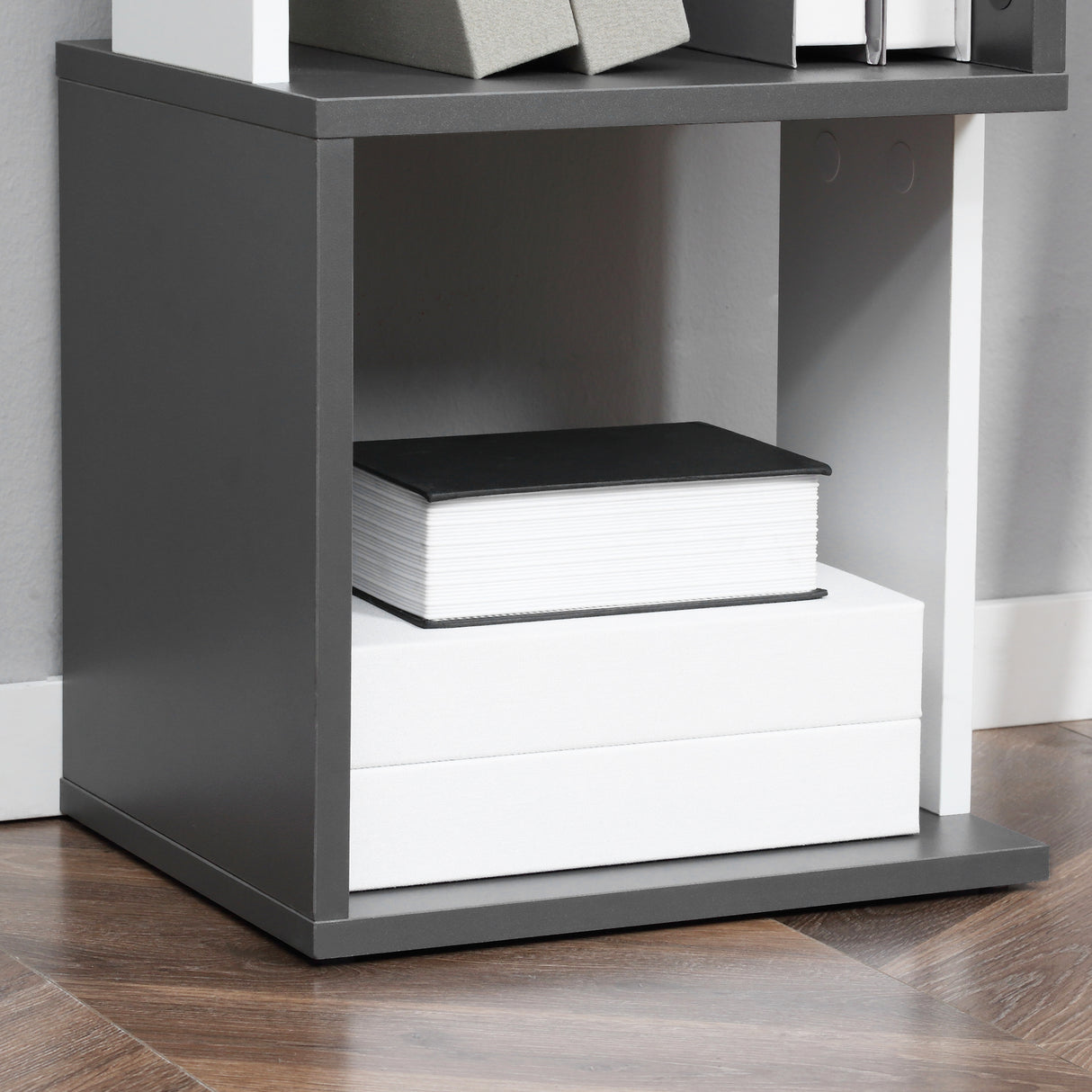 immagine-9-easycomfort-easycomfort-libreria-moderna-salvaspazio-a-5-ripiani-in-legno-33x28x161cm-grigio-e-bianco