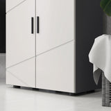 easycomfort easycomfort mobiletto bagno 2 ante in legno con 3 ripiani e chiusura ammortizzata 60x30x82cm grigio