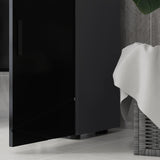 easycomfort easycomfort mobiletto bagno in truciolato con cassetto e armadietto a 2 livelli regolabili 30x30x82 cm nero e grigio