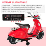 easycomfort easycomfort moto elettrica per bambini con licenza ufficiale vespa 2 rotelle luci e suoni 108x49x75 cm rossa