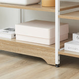 easycomfort easycomfort scaffale da cucina basso salvaspazio stile industriale mobiletto con 7 ripiani per cucina in metallo e legno 90x40x95cm bianco