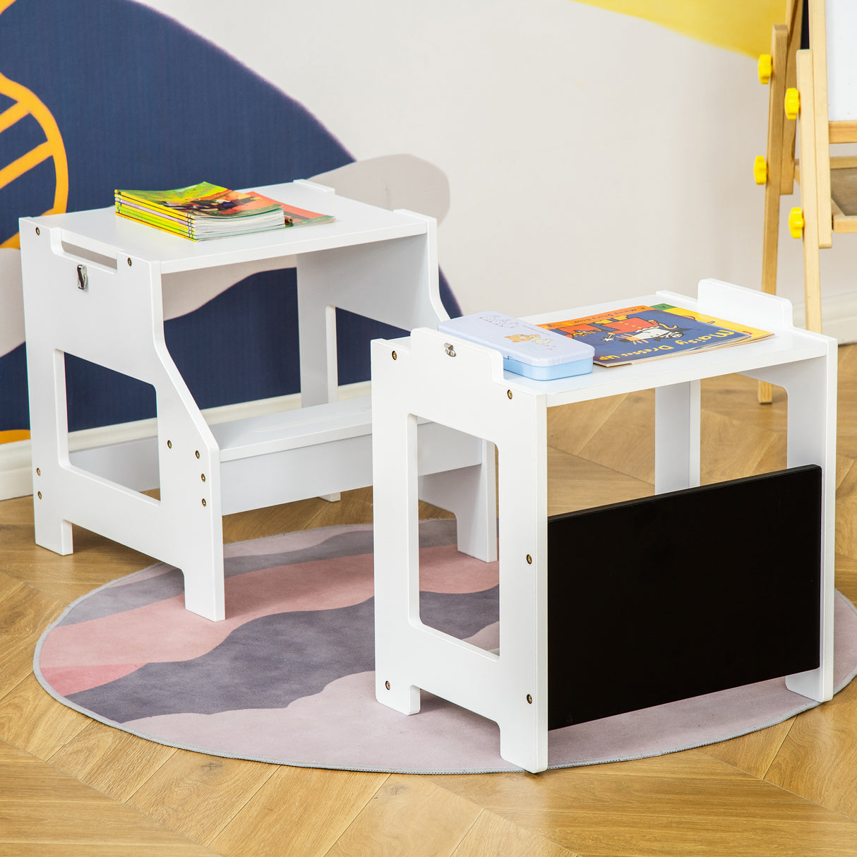 immagine-9-easycomfort-easycomfort-scala-montessori-2-in-1-in-mdf-staccabile-con-sgabello-lavagna-inclusi-per-bambini-3-6-anni-bianco