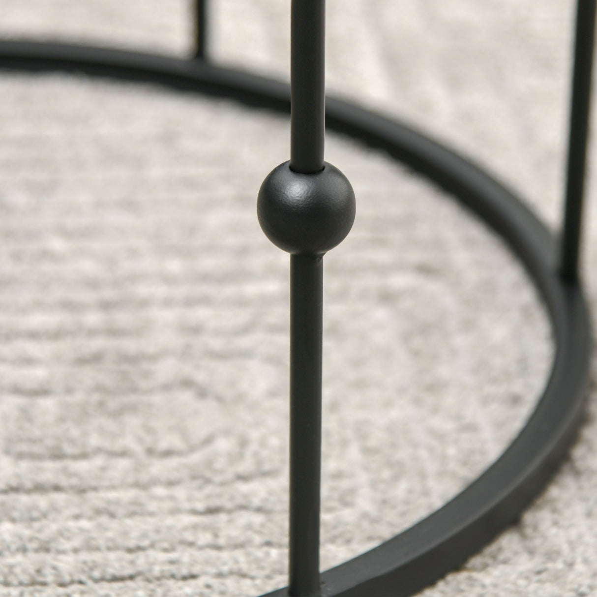 easycomfort easycomfort set di 2 tavolini da caffe impilabili in metallo e vetro temperato 41x57cm e 36x51cm nero