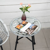 easycomfort easycomfort set mobili da giardino in rattan pe con 2 sedie e tavolino con ripiano in vetro grigio