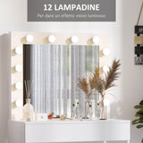 easycomfort easycomfort set tavolo da trucco toeletta con specchio 12 luci led sgabello imbottito e ampio cassetto in legno 80x40x140 cm bianco