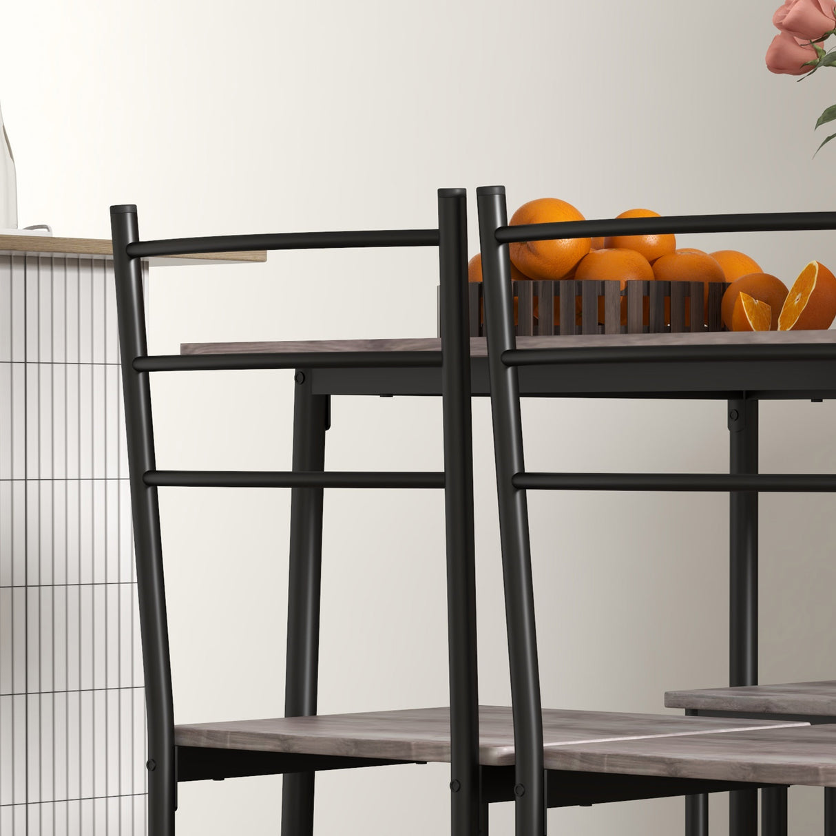 easycomfort easycomfort set tavolo e sedie 5 pezzi salvaspazio con tavolo da cucina rettangolare e 4 sedie moderne in mdf e acciaio