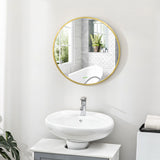 easycomfort easycomfort specchio bagno rotondo con cornice da parete in lega di alluminio 50x2cm oro