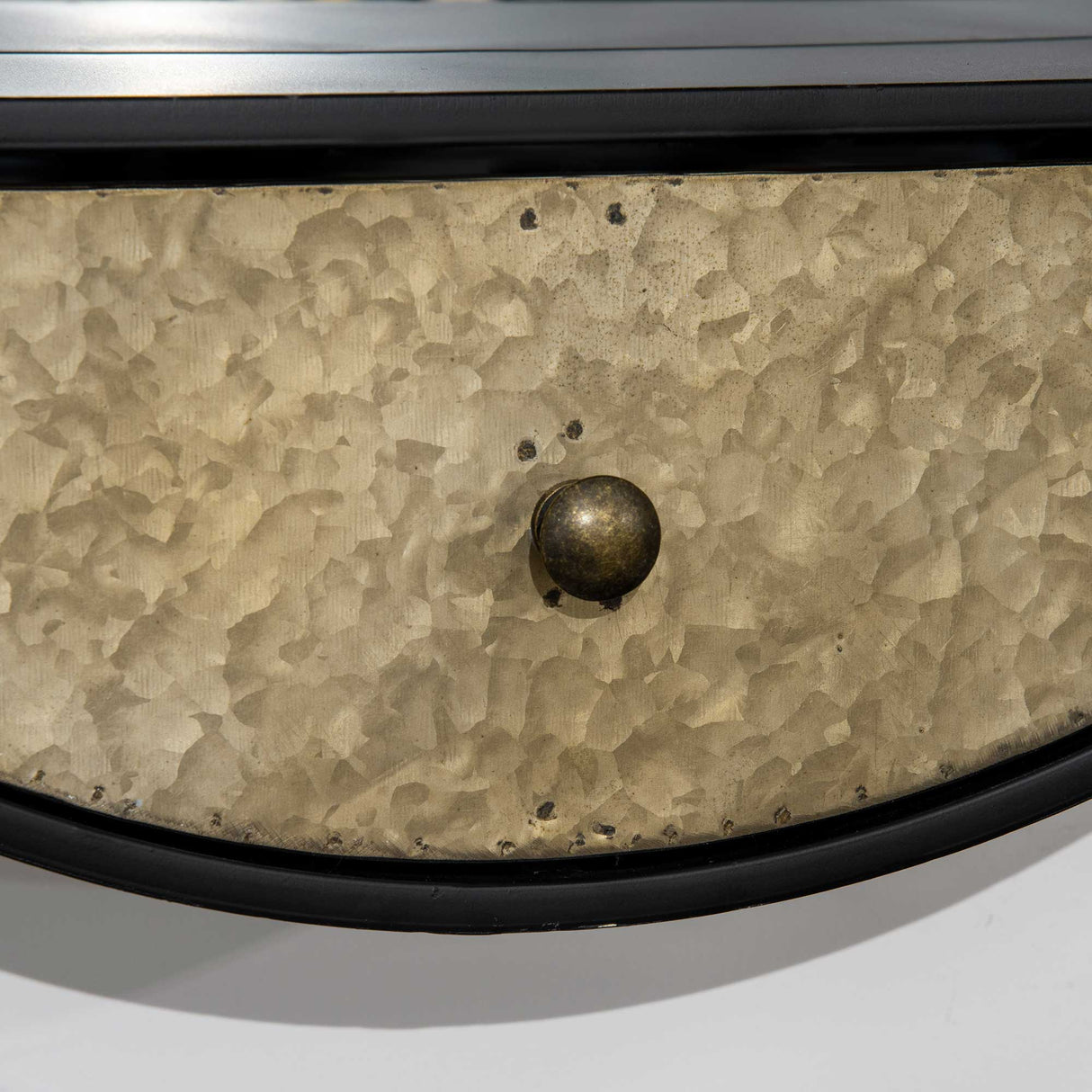 easycomfort easycomfort specchio da parete rotondo da 61cm con cassetto e cornice in metallo nero