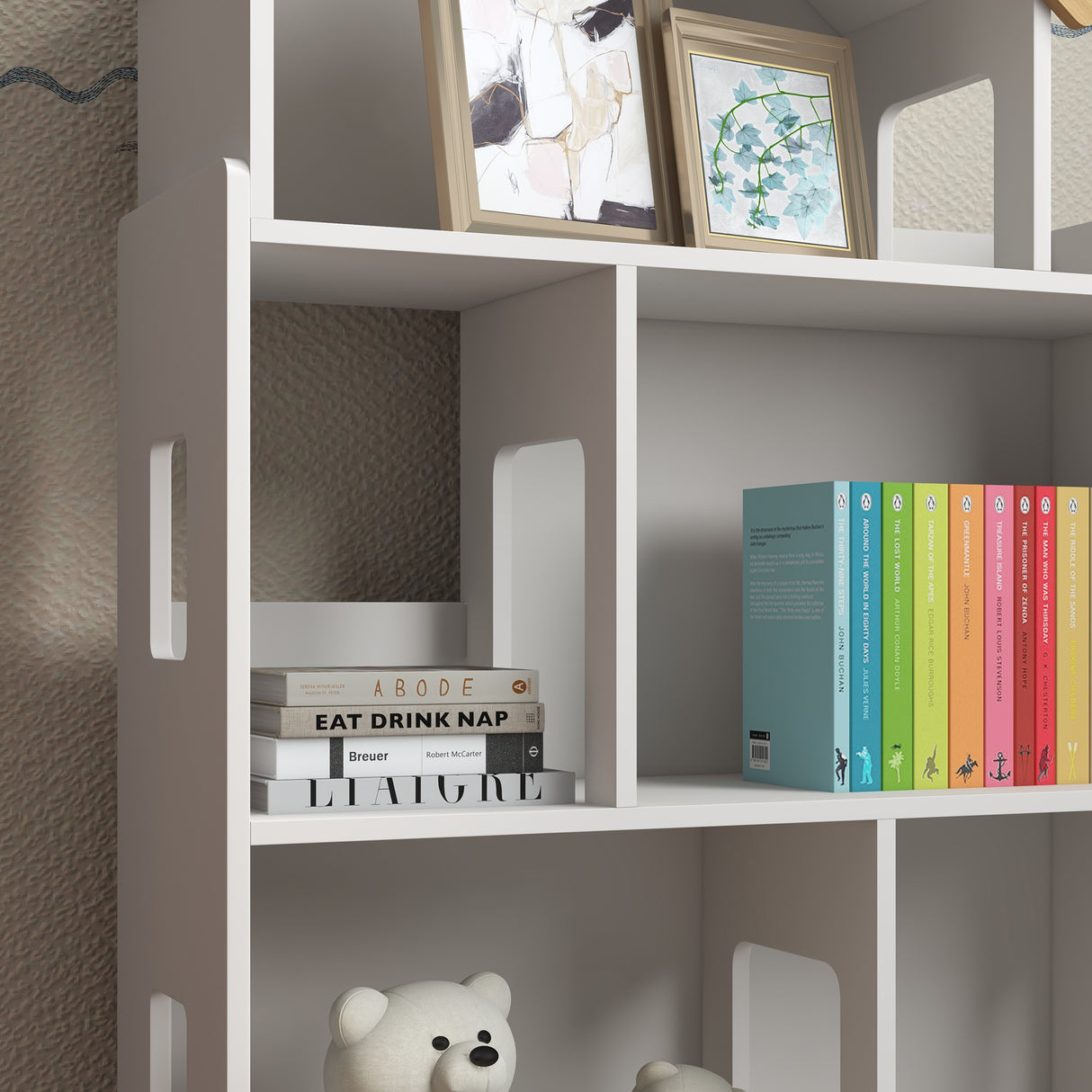 easycomfort easycomfortzonekiz libreria per bambini 3 6 anni a 3 livelli per libri e giochi in mdf e legno di pino 65x25x108 5 cm bianco