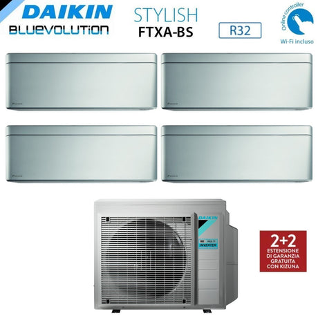 immagine-1-daikin-climatizzatore-condizionatore-daikin-bluevolution-quadri-split-inverter-serie-stylish-total-silver-ftxa-bs-9121212-con-4mxm80n-r-32-wi-fi-integrato-9000120001200012000-colore-grigio-garanzia-italiana-novita-2020