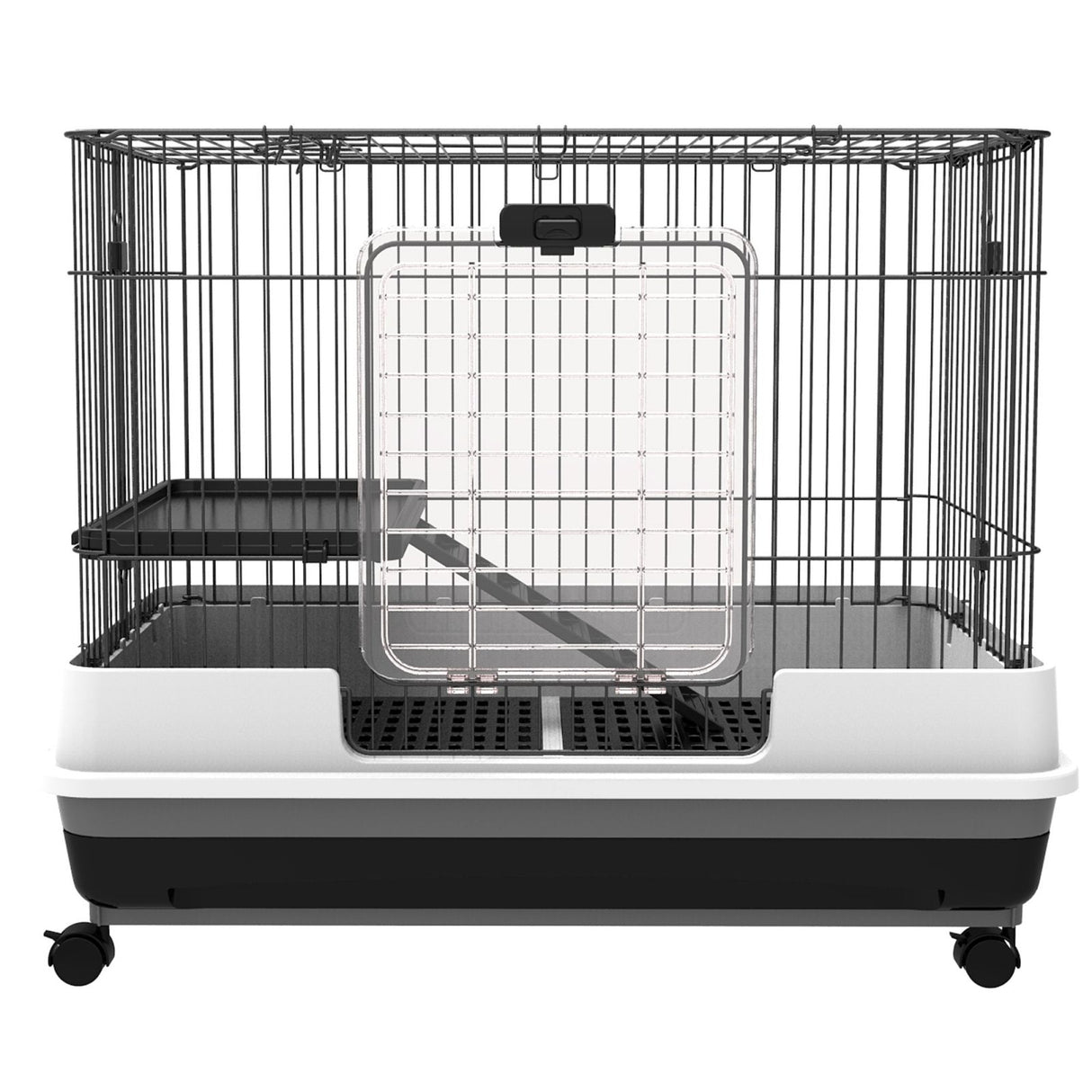 immagine-1-easycomfort-easycomfort-gabbietta-per-criceti-conigli-porcellini-dindia-in-metallo-nero-con-2-porte-ean-8054144130200