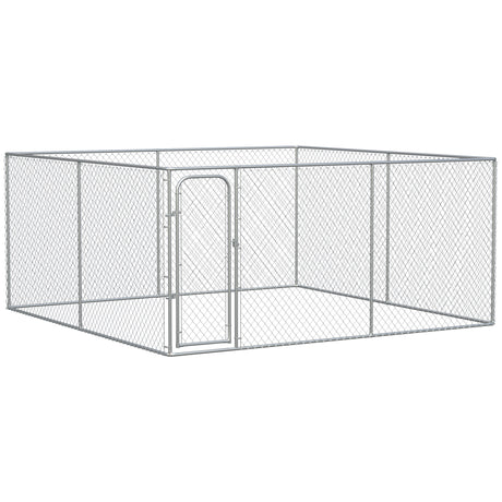 immagine-1-easycomfort-easycomfort-kennel-per-cani-da-esterno-a-maglie-con-porta-con-blocco-in-acciaio-400x400x182cm-argento