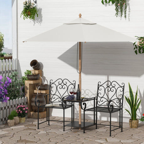 immagine-1-easycomfort-easycomfort-panchina-da-giardino-2-posti-con-tavolino-e-foro-per-ombrellone-nero-ean-8055776912837