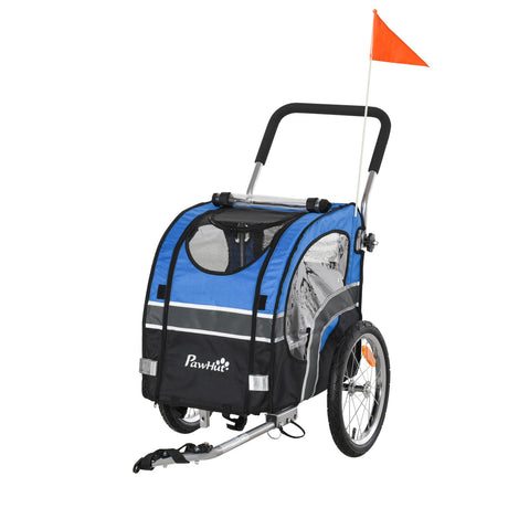 immagine-1-easycomfort-easycomfort-passeggino-2-in-1-per-cani-e-rimorchio-bici-ruote-catarifrangenti-e-bandierina-blu