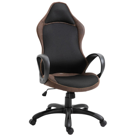 immagine-1-easycomfort-easycomfort-sedia-da-gaming-e-ufficio-altezza-regolabile-e-dondolamento-girevole-360-con-ruote-tessuto-nero-e-marrone-63x67x-116-126cm-ean-8054144132617