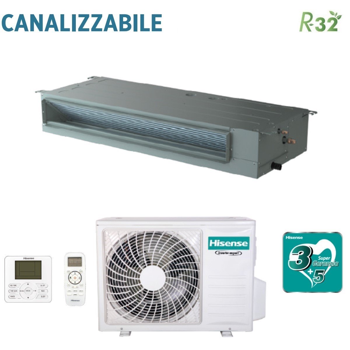 immagine-1-hisense-climatizzatore-condizionatore-hisense-inverter-canalizzato-canalizzabile-36000-btu-aud105ux4shh3-auw105u4ra4-r-32-con-telecomando-di-serie-e-cablato