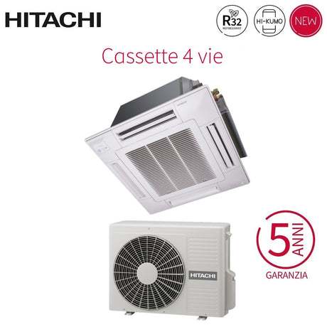 immagine-1-hitachi-climatizzatore-condizionatore-hitachi-a-cassetta-4-vie-inverter-12000-btu-rai-35rpe-r-32-wi-fi-optional-con-griglia-inclusa-novita