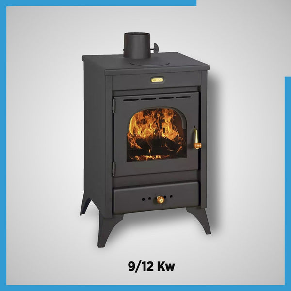 Stufa A Legna/Carbone Kir 9/12 Kw - Acciaio, Vetro Ceramico, Piastra Cottura - Foto 9