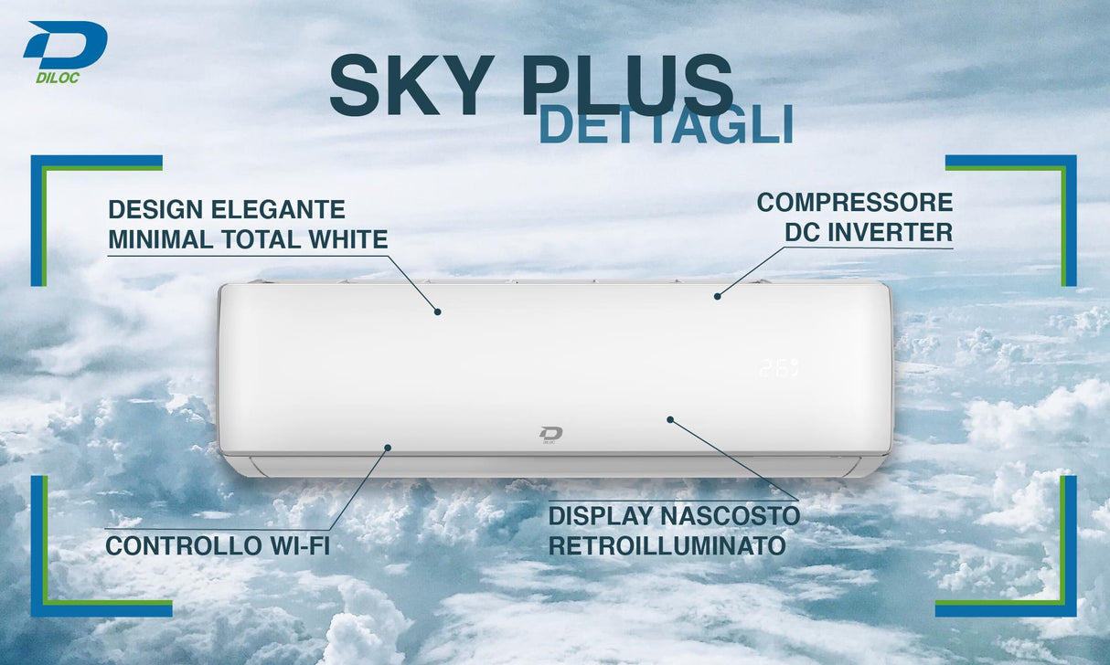 Condizionatore Diloc Inverter Sky Plus 24000 Btu Dsky24000 R 32 Wi Fi Climaconvenienza 5651