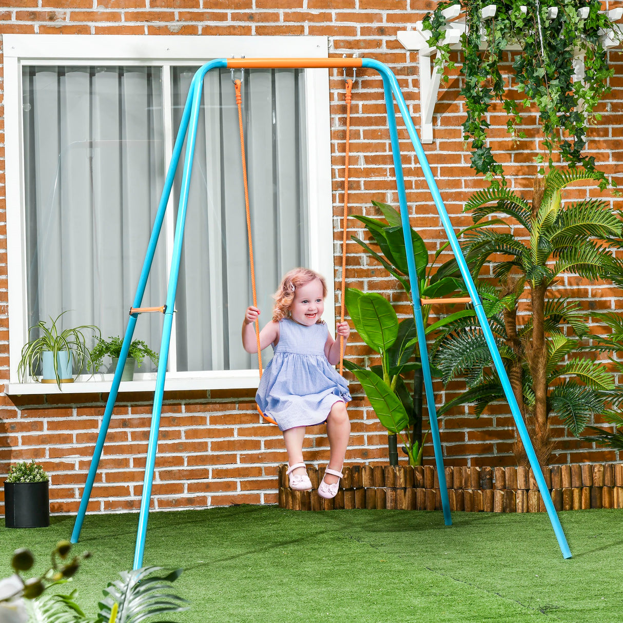 immagine-2-easycomfort-easycomfort-altalena-per-bambini-3-8-anni-da-giardino-in-acciaio-e-pe-con-seggiolino-e-picchetti-163x145x181-cm