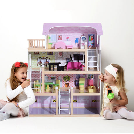 immagine-2-easycomfort-easycomfort-casa-delle-bambole-per-bambini-3-anni-in-legno-di-pino-e-mdf-a-4-piani-con-13-accessori-rosa-60x30x80-cm