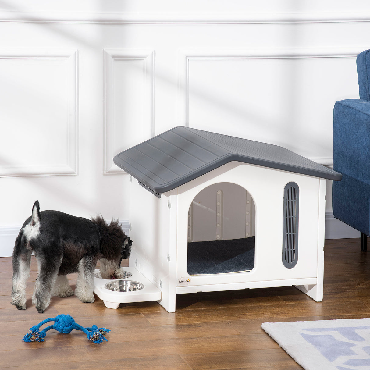 immagine-2-easycomfort-easycomfort-casetta-per-cani-rialzata-con-vassoio-per-2-ciotole-finestre-e-cuscino-in-gommapiuma-70x64x56-cm