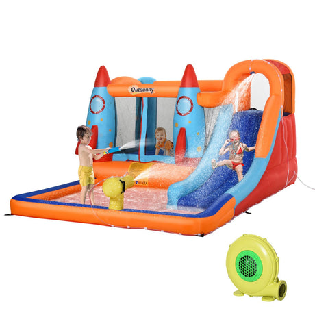 immagine-2-easycomfort-easycomfort-castello-gonfiabile-per-bambini-piscina-con-scivolo-e-trampolino-pompa-elettrica-350x250x185cm-multicolore-ean-8055776912417