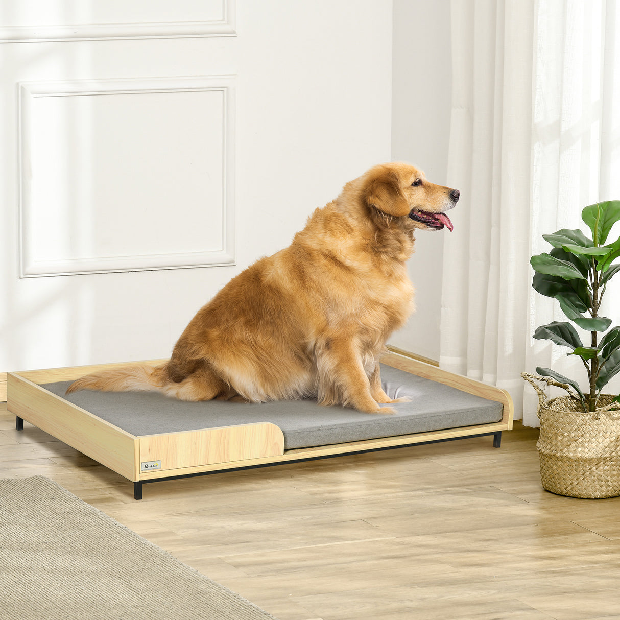 immagine-2-easycomfort-easycomfort-cuccia-per-cani-rialzata-con-cuscino-removibile-e-lavabile-lettino-per-cani-gambe-in-legno-e-acciaio-110x70x15-5cm-rovere-e-grigio