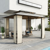 immagine-2-easycomfort-easycomfort-gazebo-da-giardino-3-7x3m-con-tetto-in-policarbonato-a-2-livelli-acciaio-e-alluminio-marrone