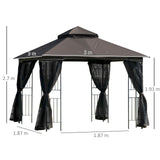 immagine-2-easycomfort-easycomfort-gazebo-da-giardino-3x3m-con-zanzariera-e-tetto-a-2-livelli-mensole-laterali-e-ganci-caffe-ean-8055776915548