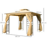 immagine-2-easycomfort-easycomfort-gazebo-da-giardino-3x3m-con-zanzariera-telaio-in-acciaio-e-doppio-tettuccio-beige-ean-8054111843065