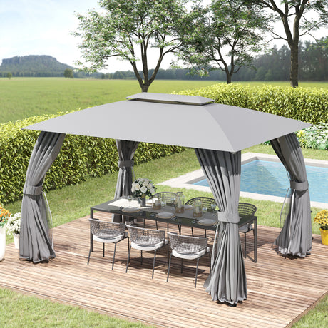 immagine-2-easycomfort-easycomfort-gazebo-da-giardino-4x3m-con-doppio-tettuccio-pareti-in-poliestere-e-struttura-in-acciaio-grigio