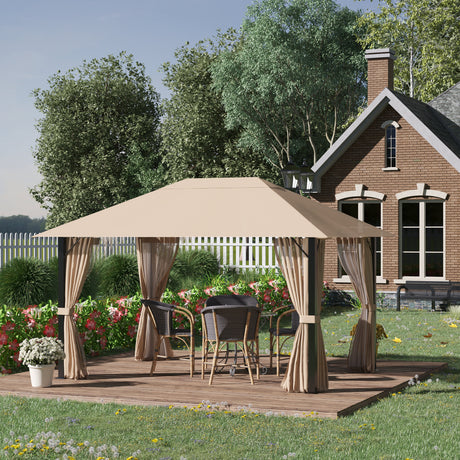 immagine-2-easycomfort-easycomfort-gazebo-da-giardino-4x3m-in-alluminio-e-acciaio-con-zanzariera-e-4-tende-in-poliestere-marrone