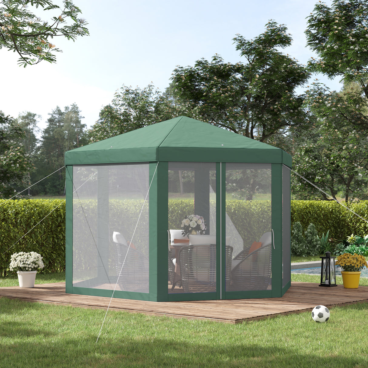 immagine-2-easycomfort-easycomfort-gazebo-esagonale-con-zanzariere-in-ferro-e-poliestere-verde-ean-8054144138459