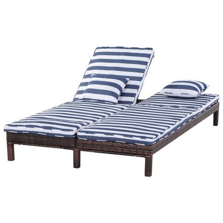 immagine-2-easycomfort-easycomfort-lettino-prendisole-sdraio-a-2-posti-in-pe-rattan-marrone-con-materassino-a-righe-bianco-e-blu-ean-8055776913148