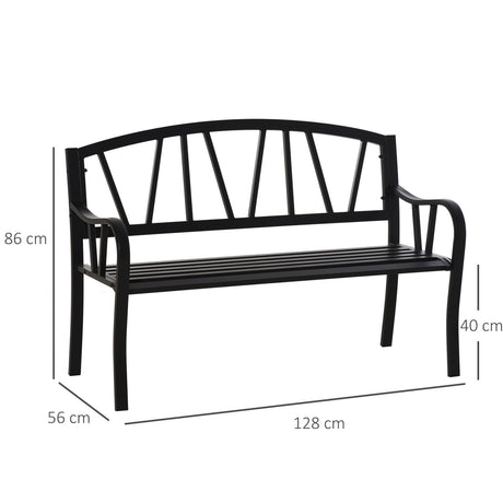 immagine-2-easycomfort-easycomfort-panchina-da-giardino-in-metallo-nero-impermeabile-panca-da-esterno-in-ferro-2-posti-128x56x86cm-ean-8054144137483