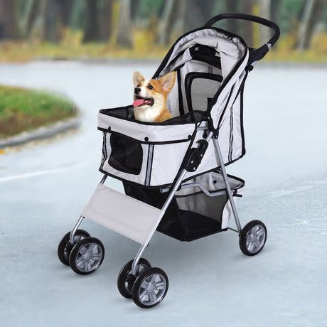 immagine-2-easycomfort-easycomfort-passeggino-per-animali-domestici-pieghevole-carrello-per-cani-grigio-75-x-45-x-97cm-ean-8054111848657