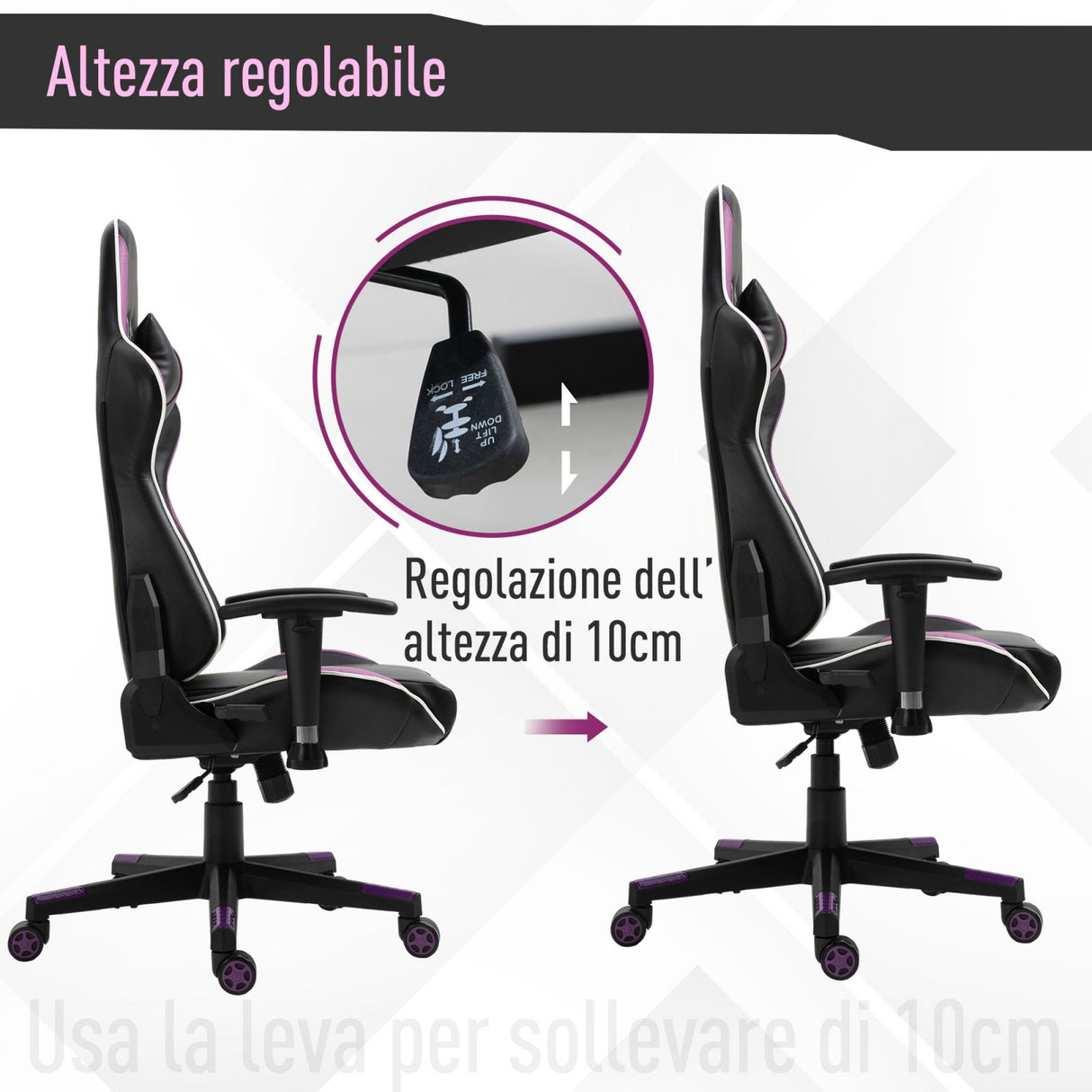 immagine-2-easycomfort-easycomfort-poltrona-da-gaming-con-altezza-schienale-regolabile-sedia-gaming-ergonomica-con-poggiatesta-e-cuscino-lombare-nera-e-viola-ean-8054144139630